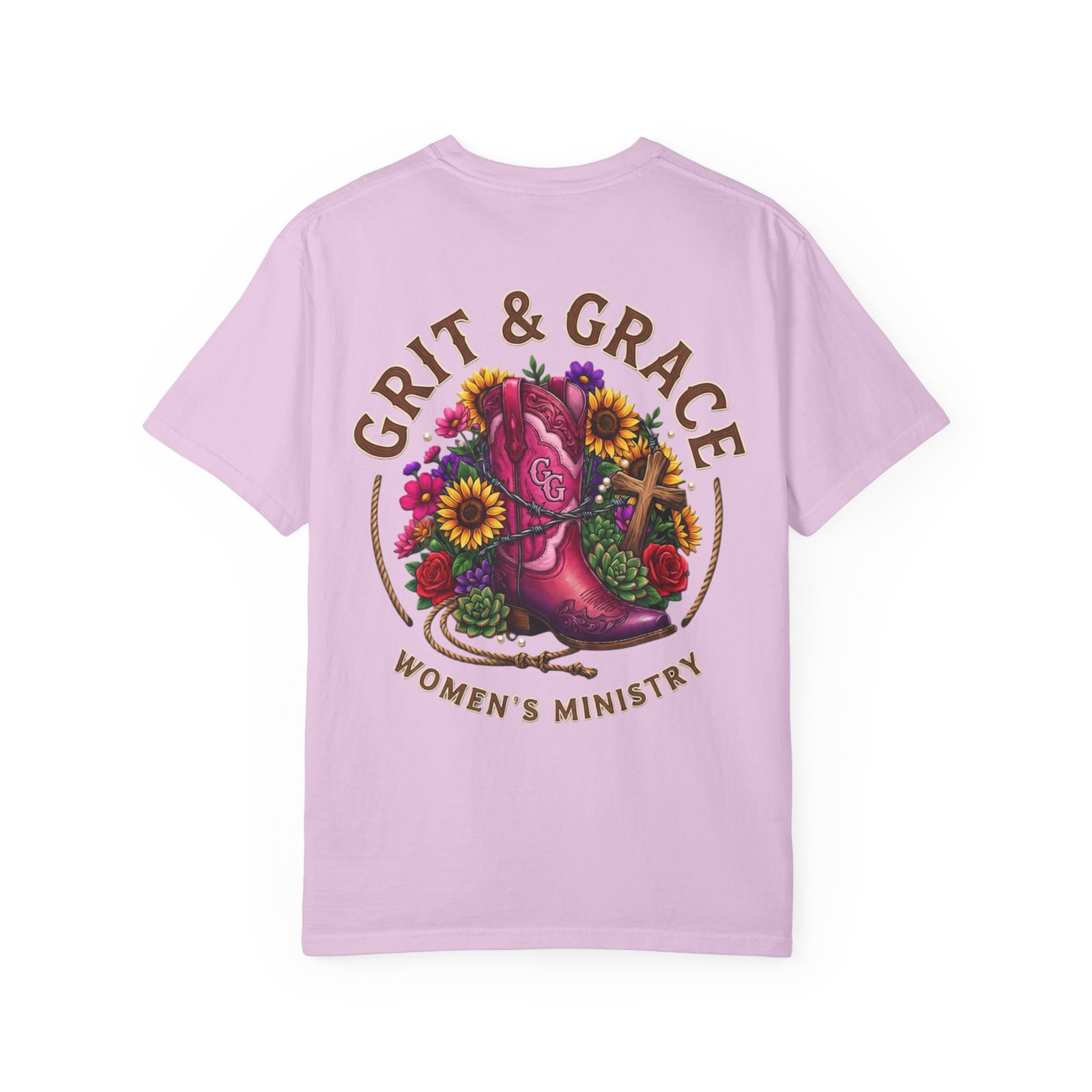 Grit & Grace Women’s Ministry T-Shirt — Floral Boot Christian Tee