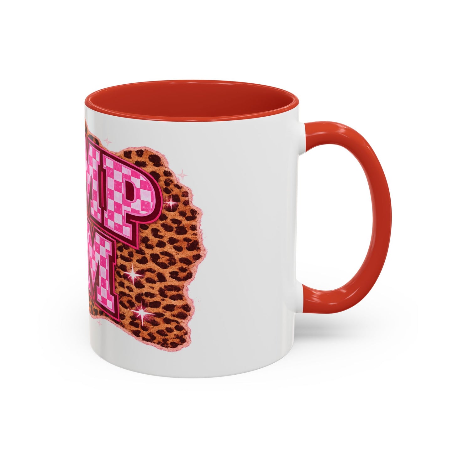 Accent Coffee Mug — "Dump Him" Pink Plaid Leopard Accent Mug (11/15 oz)