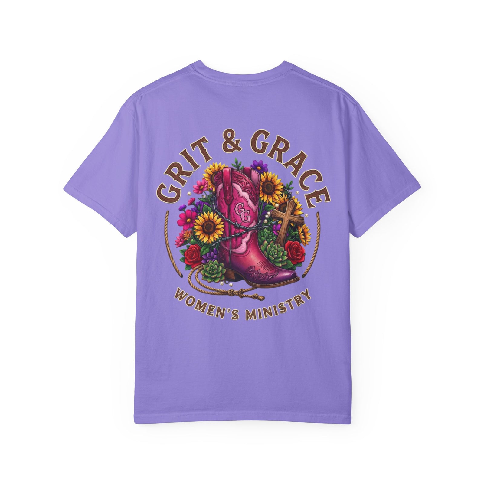 Grit & Grace Women’s Ministry T-Shirt — Floral Boot Christian Tee