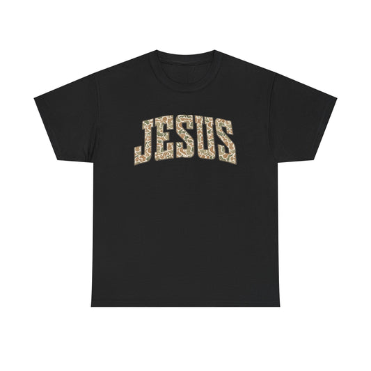 Jesus Script T‑Shirt — duck camo