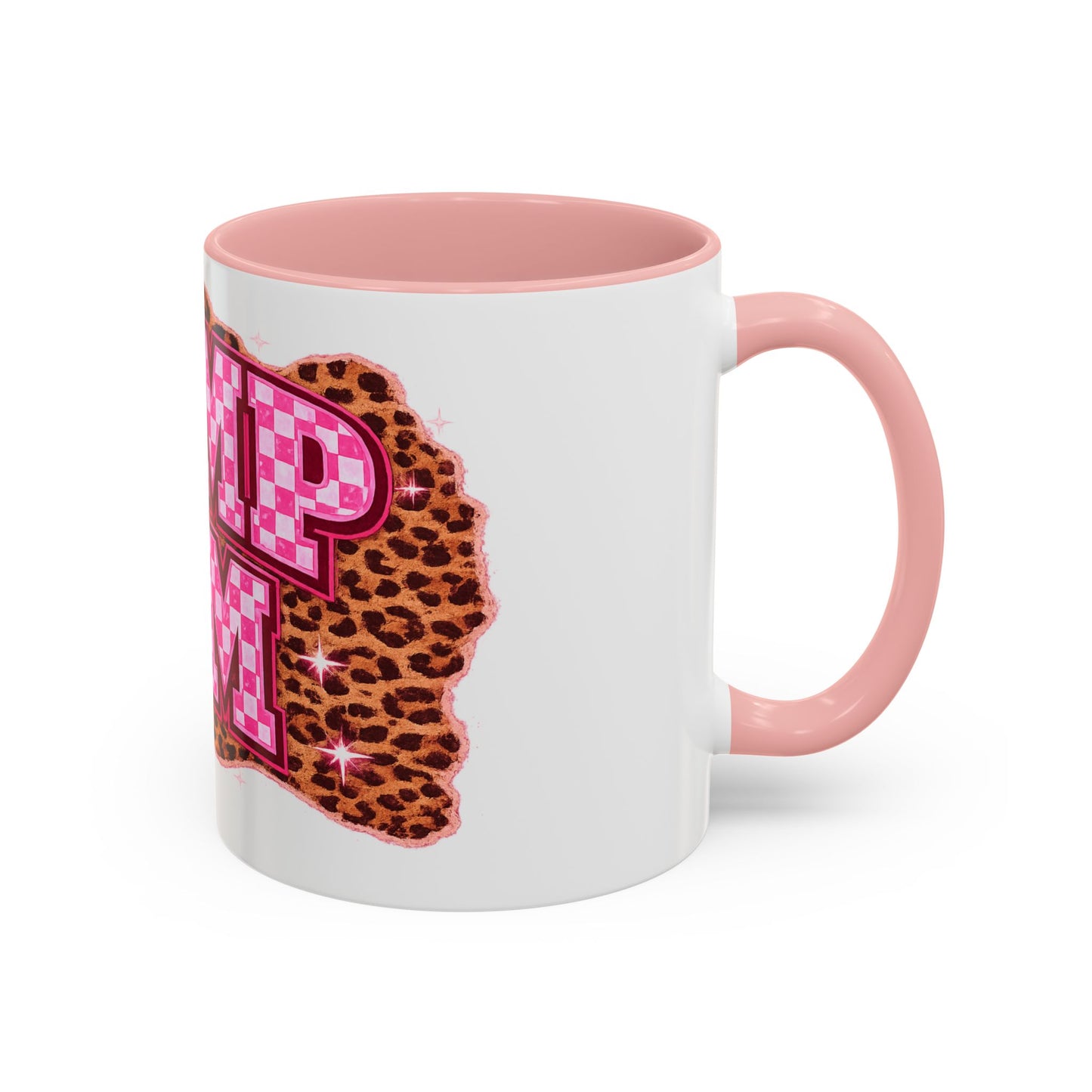 Accent Coffee Mug — "Dump Him" Pink Plaid Leopard Accent Mug (11/15 oz)