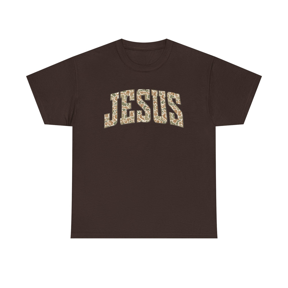 Jesus Script T‑Shirt — duck camo