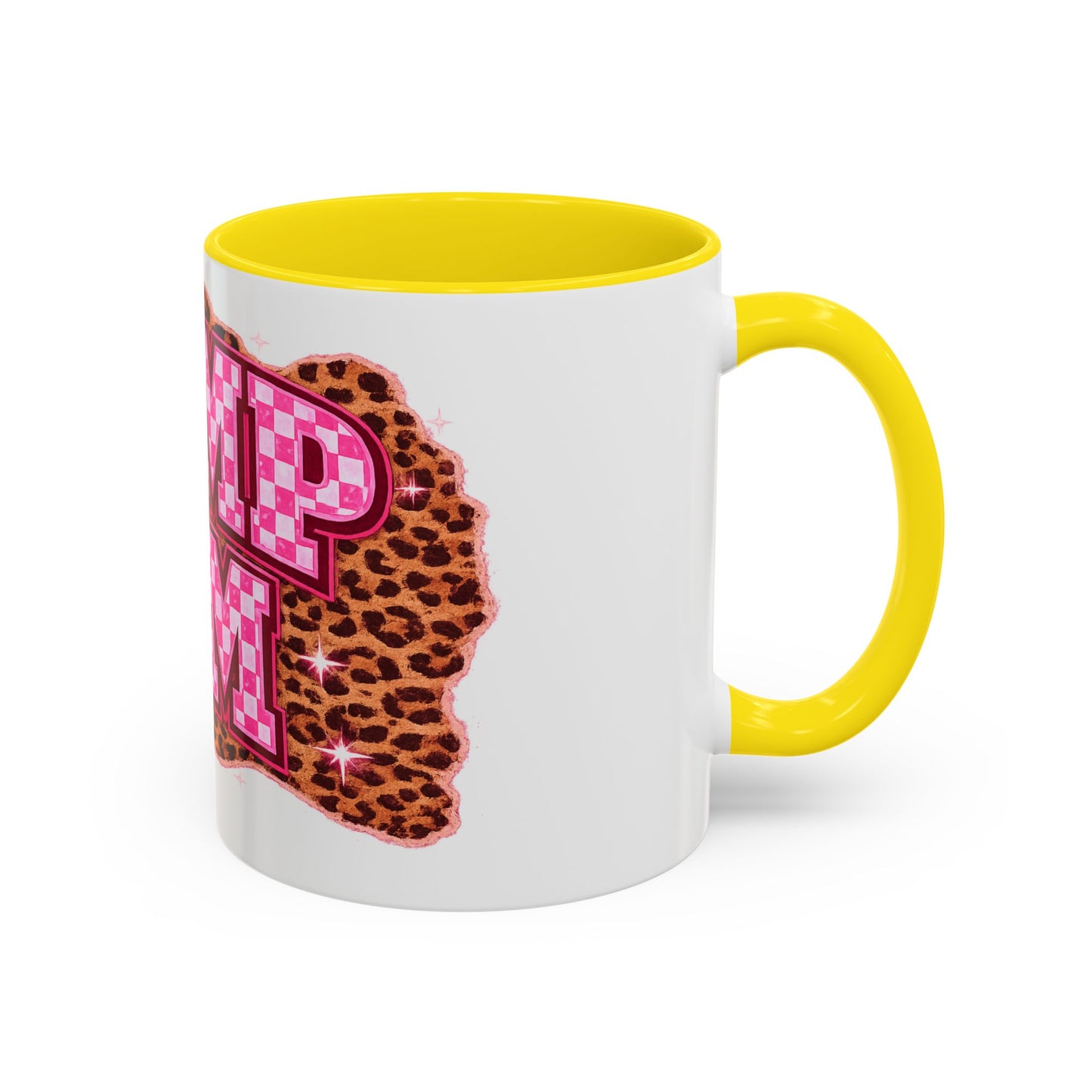 Accent Coffee Mug — "Dump Him" Pink Plaid Leopard Accent Mug (11/15 oz)