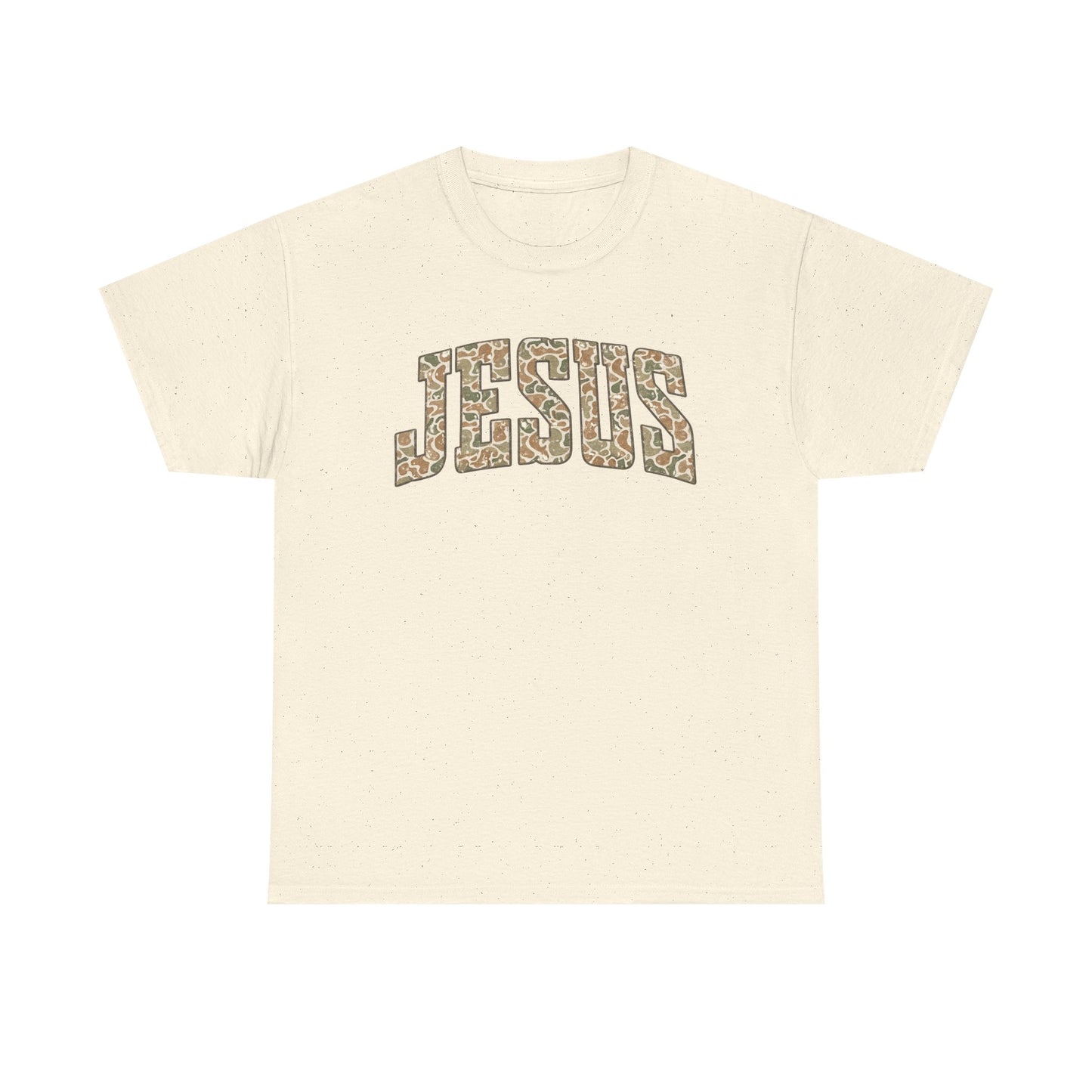 Jesus Script T‑Shirt — duck camo