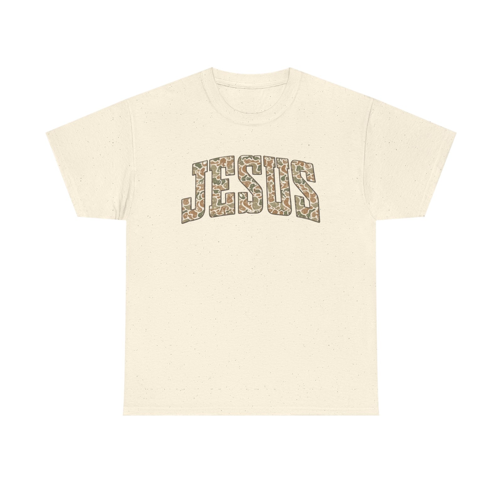 Jesus Script T‑Shirt — duck camo