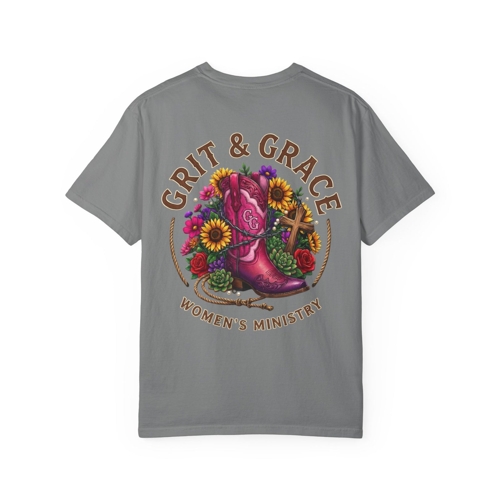 Grit & Grace Women’s Ministry T-Shirt — Floral Boot Christian Tee
