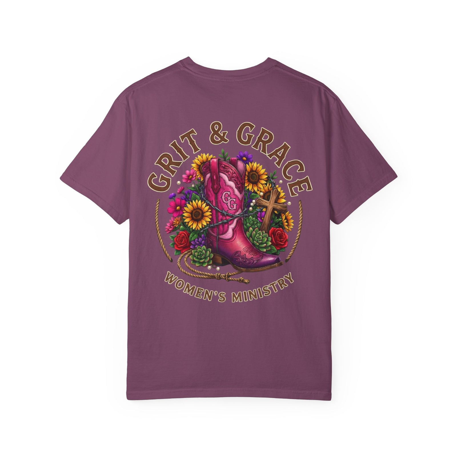 Grit & Grace Women’s Ministry T-Shirt — Floral Boot Christian Tee