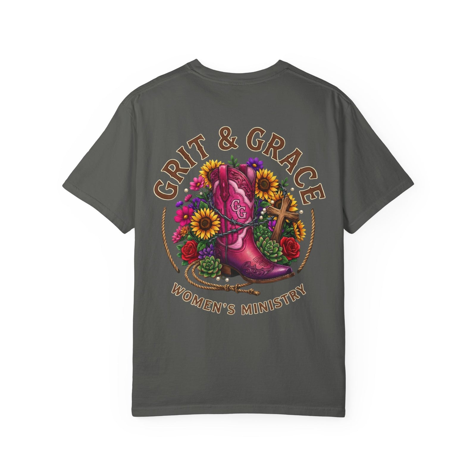 Grit & Grace Women’s Ministry T-Shirt — Floral Boot Christian Tee