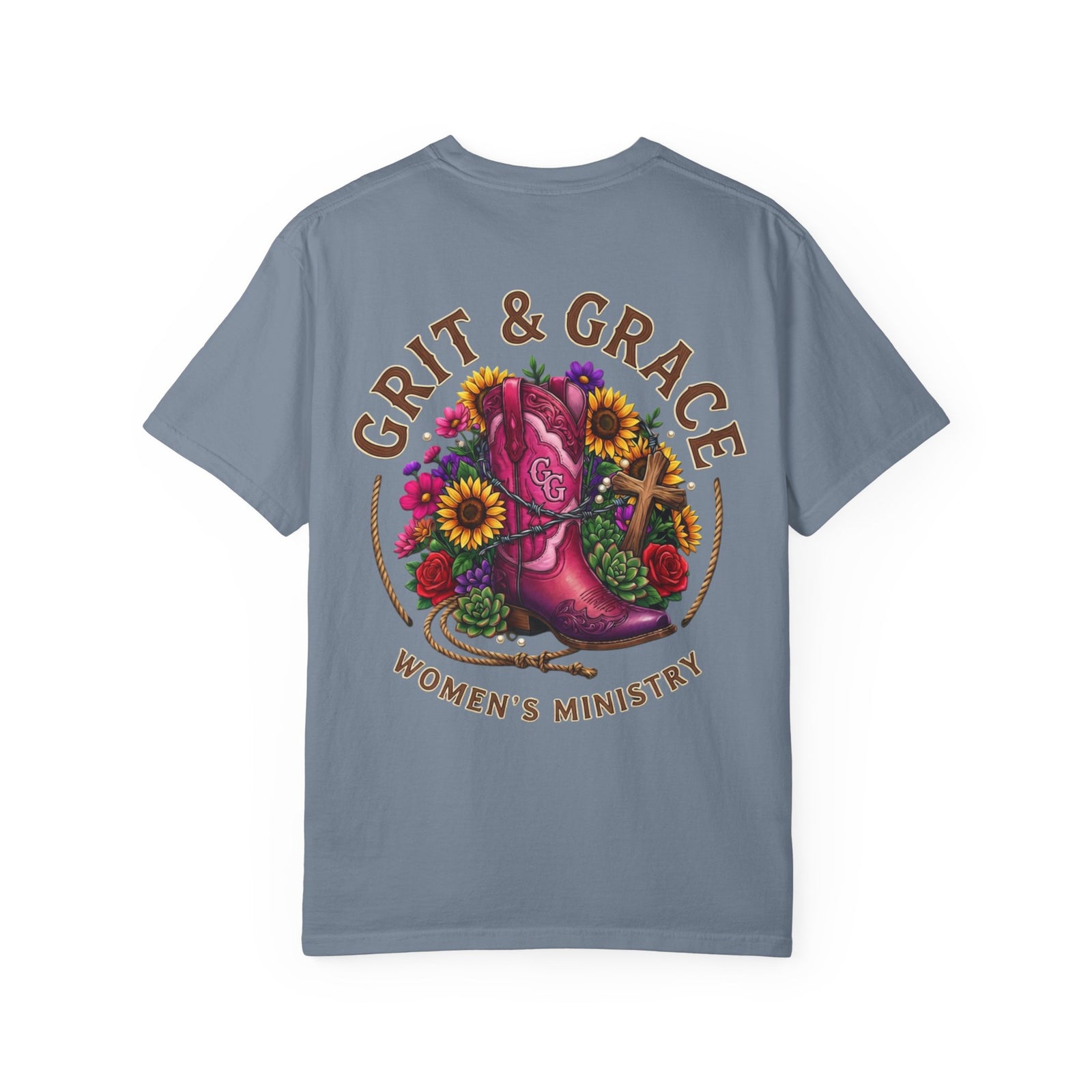 Grit & Grace Women’s Ministry T-Shirt — Floral Boot Christian Tee