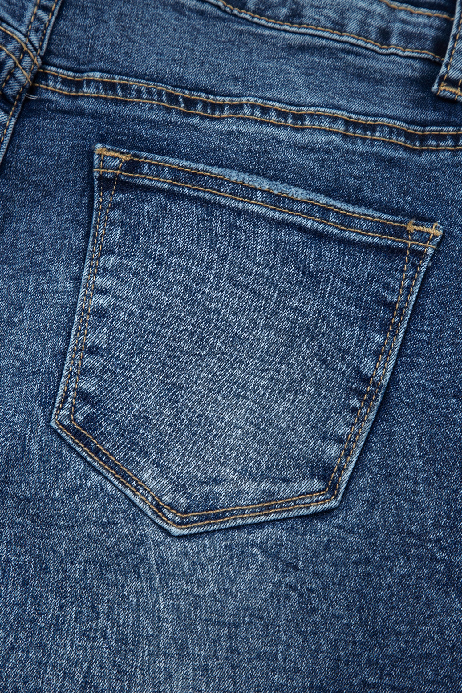 Sail Blue Acid Wash Pocket Detail Flare Jeans