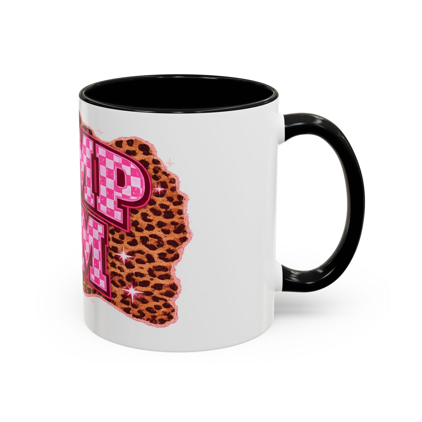 Accent Coffee Mug — "Dump Him" Pink Plaid Leopard Accent Mug (11/15 oz)