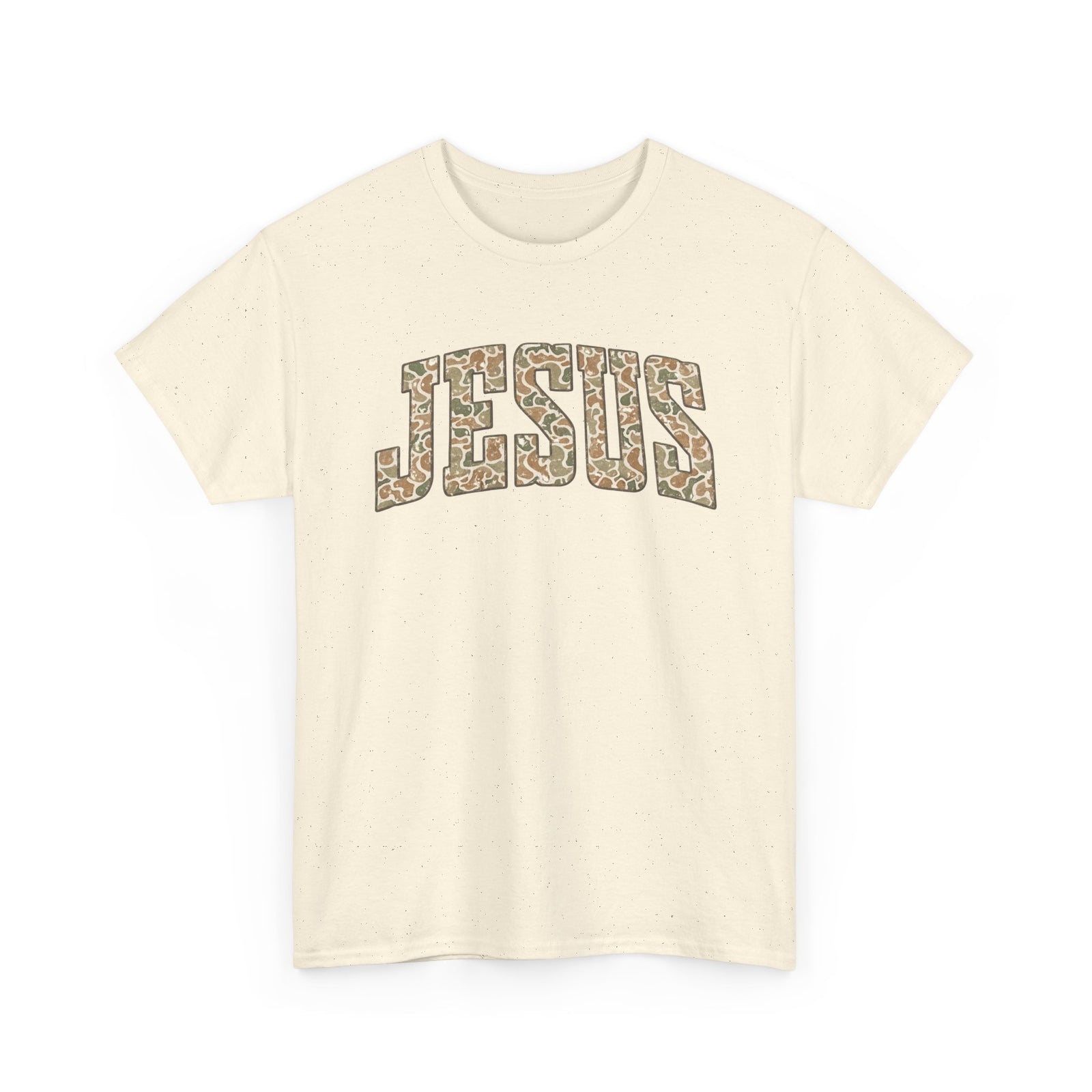 Jesus Script T‑Shirt — duck camo