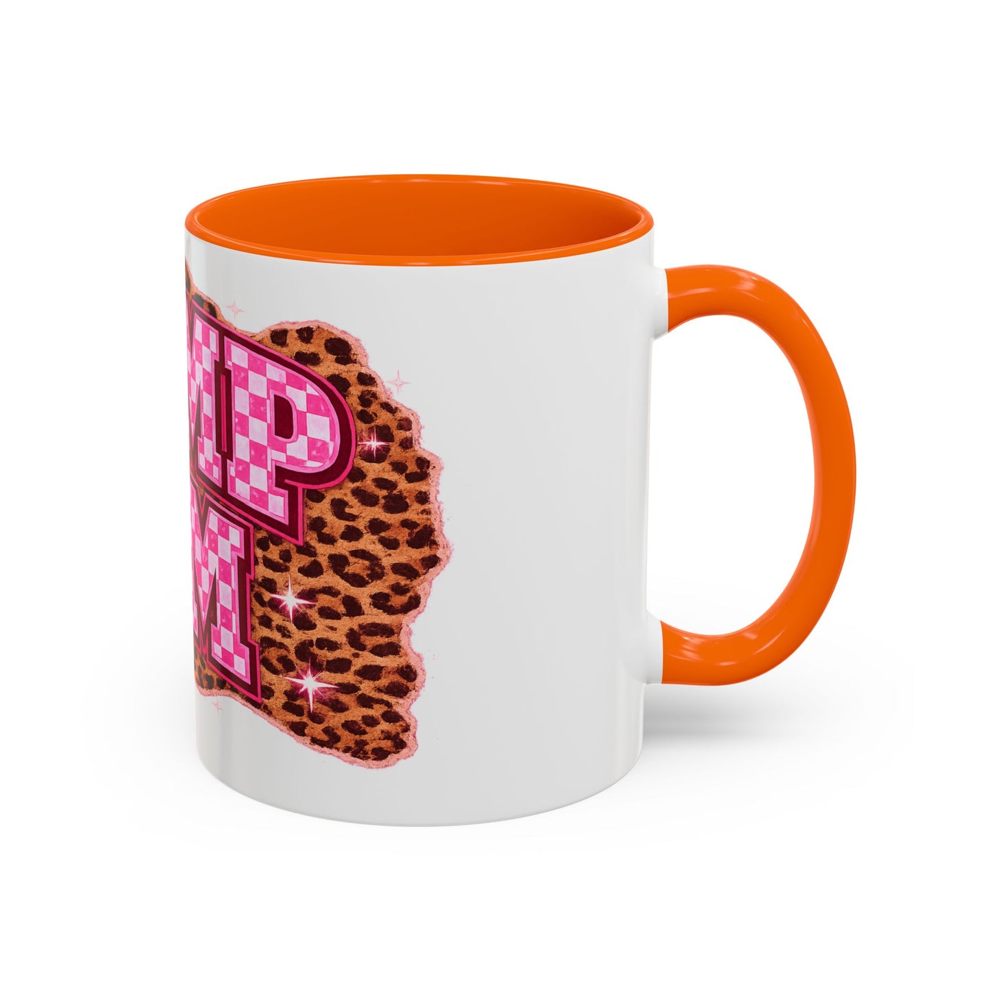 Accent Coffee Mug — "Dump Him" Pink Plaid Leopard Accent Mug (11/15 oz)
