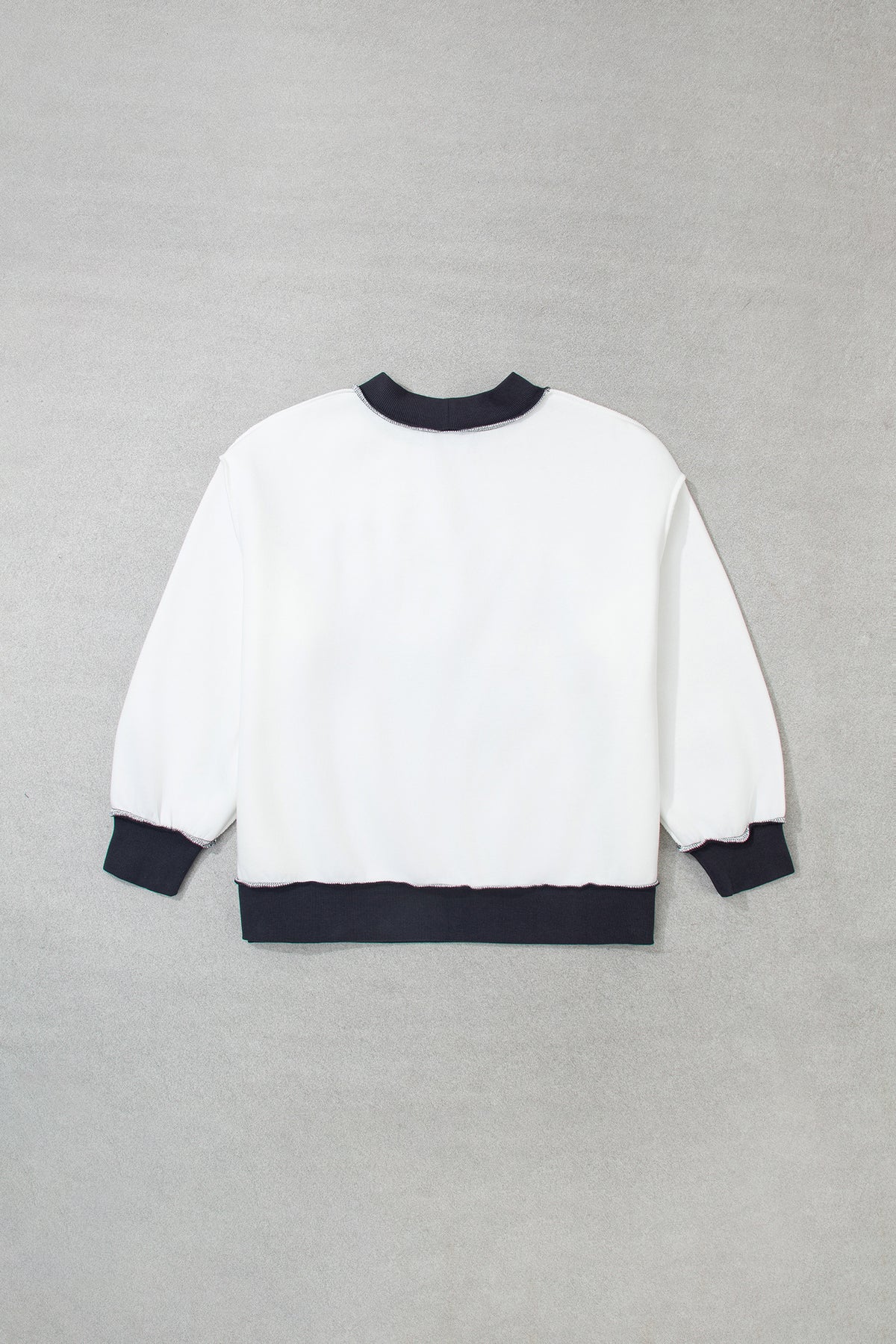 Beige SAVED BY GRACE Letter Print Color Block Mock Neck Plus Size Swea ...