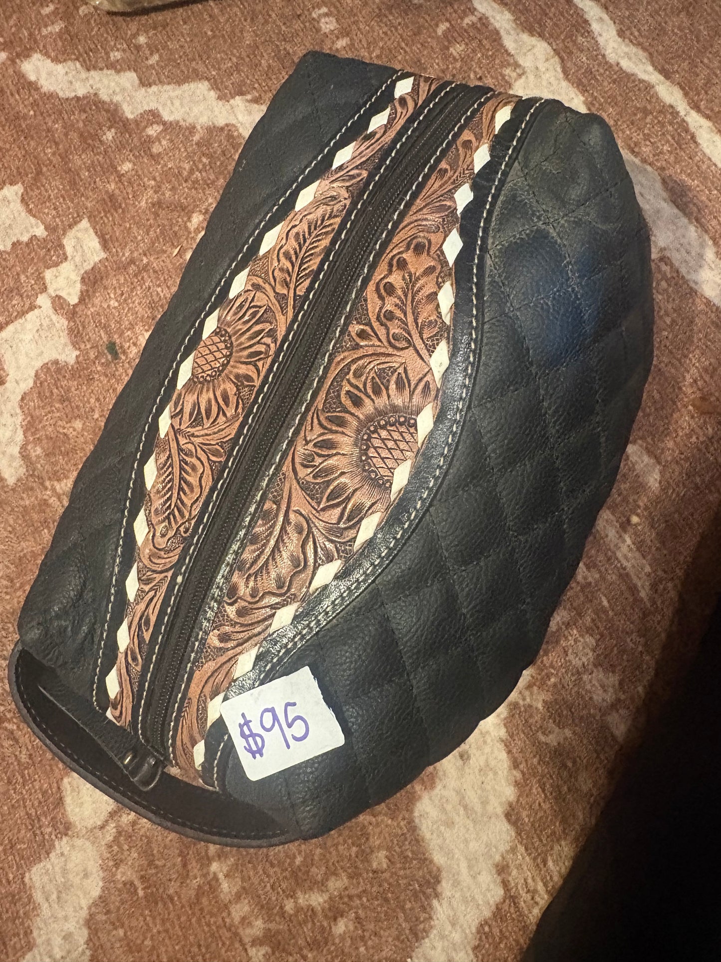 Quilted makeup bag