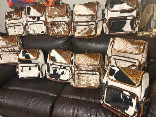 Tooled Leather Concealed  Cary Backpack