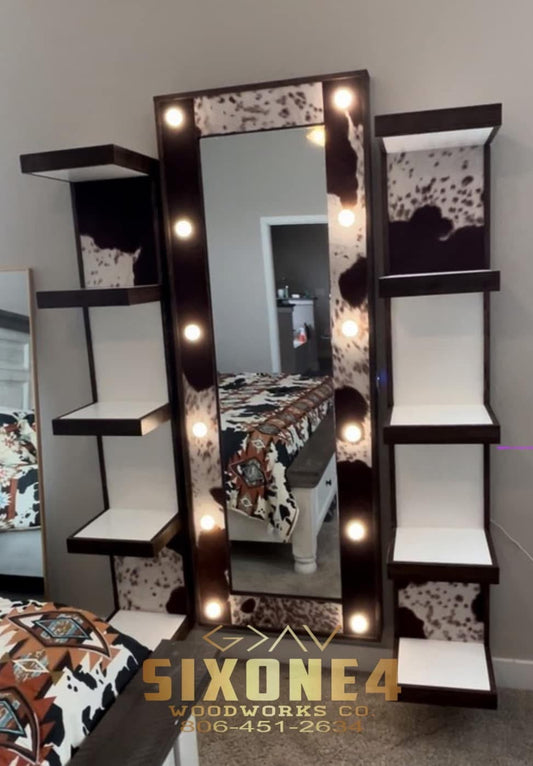 🐄 “Cowhide Luxe Hollywood Mirror”