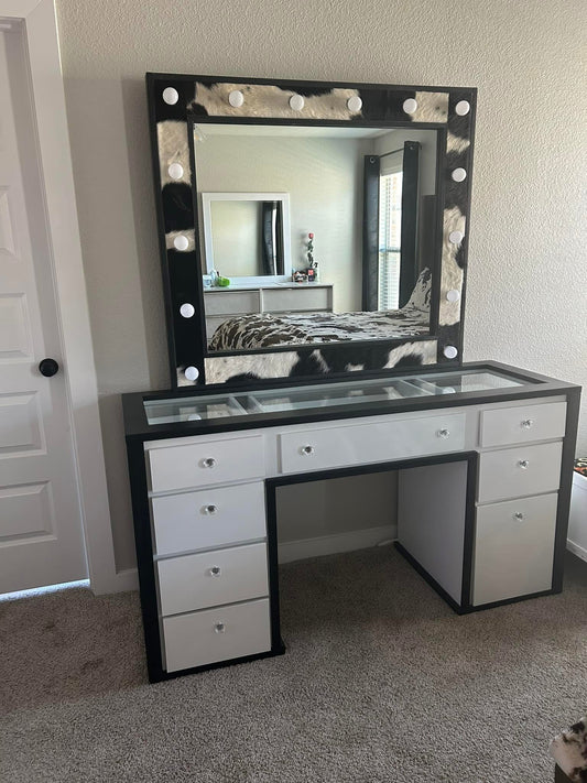 🖤 “Cowhide Glam Vanity Set”