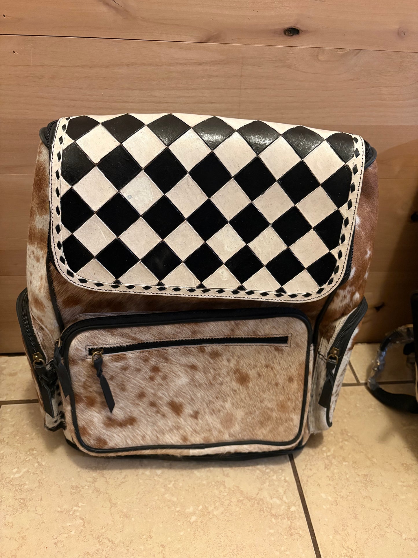 Checked backpack